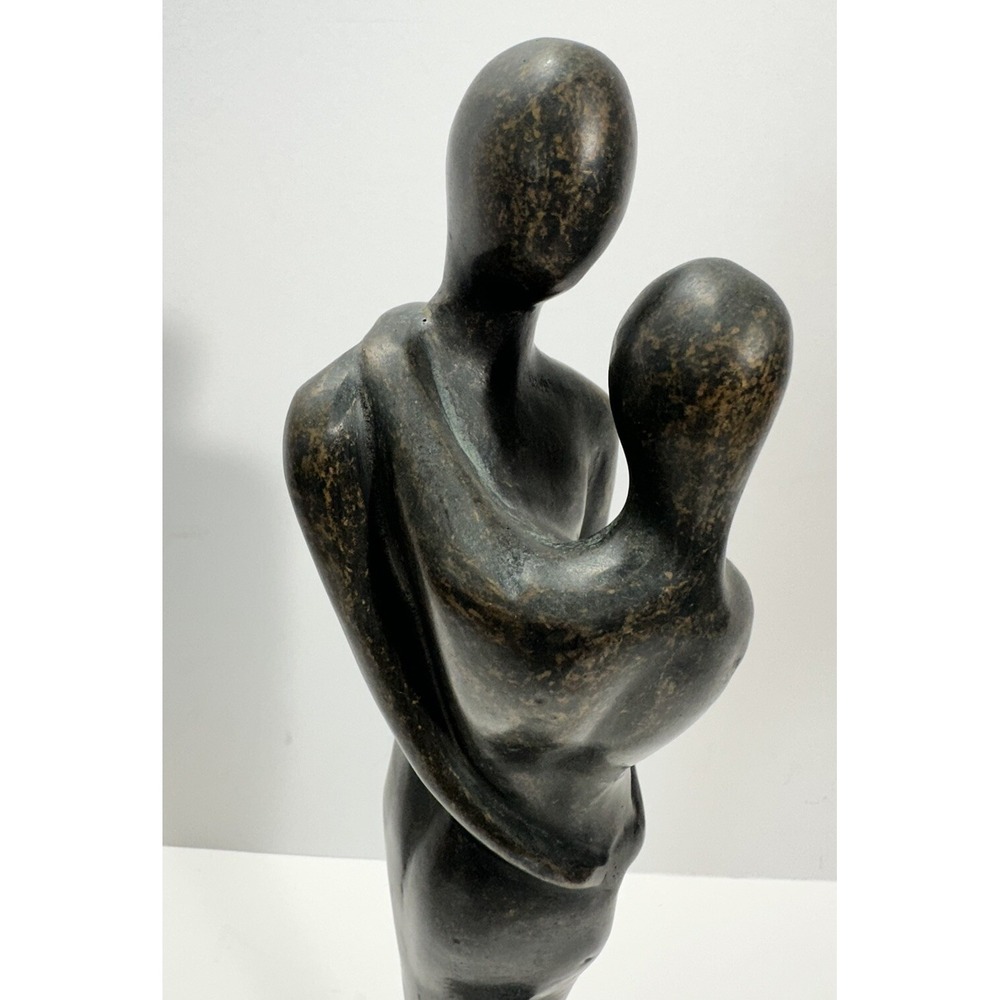 Couple Hugging 17" Abstract Metal Art Brass Sculpture - Picture 3 of 9